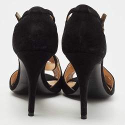 Pre Owned Ralph Lauren Collection Black Suede Ankle Strap Sandals Size 41