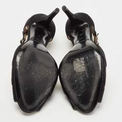 Pre Owned Ralph Lauren Collection Black Suede Ankle Strap Sandals Size 41