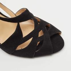 Pre Owned Ralph Lauren Collection Black Suede Ankle Strap Sandals Size 41