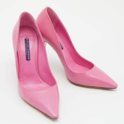Pre Owned Ralph Lauren Collection Pink Leather Armissa Pointed Toe Pumps Size 38.5