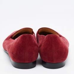 Pre Owned Ralph Lauren Collection Burgundy Suede Smoking Slippers Size 36