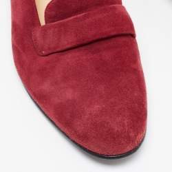 Pre Owned Ralph Lauren Collection Burgundy Suede Smoking Slippers Size 36