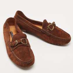 Pre Owned Ralph Lauren Collection Brown Suede Loafers Size 37.5