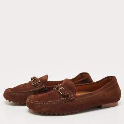Pre Owned Ralph Lauren Collection Brown Suede Loafers Size 37.5