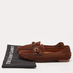 Pre Owned Ralph Lauren Collection Brown Suede Loafers Size 37.5