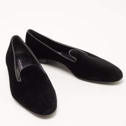 Pre Owned Ralph Lauren Collection Black Velvet Smoking Slippers Size 40.5