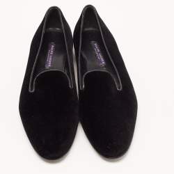 Pre Owned Ralph Lauren Collection Black Velvet Smoking Slippers Size 40.5