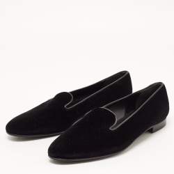 Pre Owned Ralph Lauren Collection Black Velvet Smoking Slippers Size 40.5