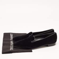 Pre Owned Ralph Lauren Collection Black Velvet Smoking Slippers Size 40.5