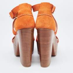 Ralph Lauren Collection Orange Suede Alannah Sandals Size 38