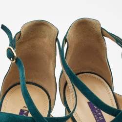 Ralph Lauren Collection Green Suede Ankle Strap Sandals Size 41.5