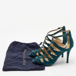Ralph Lauren Collection Green Suede Ankle Strap Sandals Size 41.5