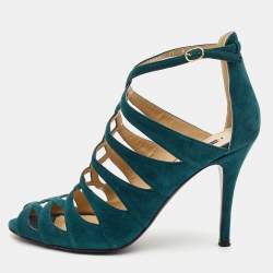 Ralph Lauren Collection Green Suede Ankle Strap Sandals Size 41.5