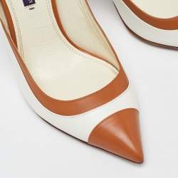 Ralph Lauren Collection Cream/Brown Leather Pointed Toe Pumps Size 39