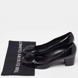 Ralph Lauren Collection Black Patent Leather Block Heel Pumps Size 40