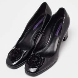 Ralph Lauren Collection Black Patent Leather Block Heel Pumps Size 40