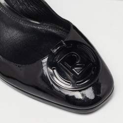 Ralph Lauren Collection Black Patent Leather Block Heel Pumps Size 40