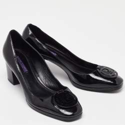 Ralph Lauren Collection Black Patent Leather Block Heel Pumps Size 40