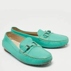 Ralph Lauren Collection Blue Leather Buckle Loafers Size 40
