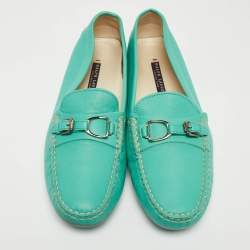Ralph Lauren Collection Blue Leather Buckle Loafers Size 40
