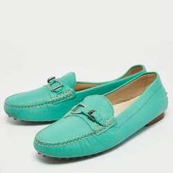 Ralph Lauren Collection Blue Leather Buckle Loafers Size 40