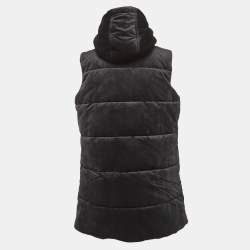 مملوكة مسبقًا Ralph Lauren Black Velvet Detachable Hood Sleeveless Jacket M