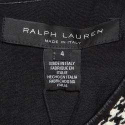 Ralph Lauren Black/White Houndstooth Wool Flounce Mini Dress S