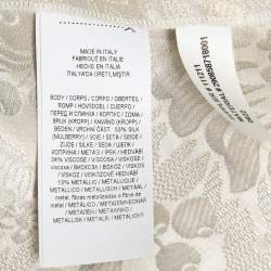 Pre Owned Ralph Lauren Cream Floral Lamé Jacquard Ruffled Maxi Skirt M