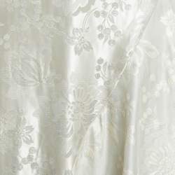 Pre Owned Ralph Lauren Cream Floral Lamé Jacquard Ruffled Maxi Skirt M