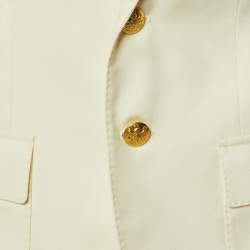 Pre Owned Ralph Lauren Yellow Wool Crest Detail Blazer L