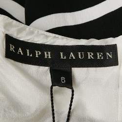 Pre Owned Ralph Lauren Black/White Stripe Crepe Mini Dress M