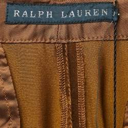 Pre Owned Ralph Lauren Desert Copper Brown Satin Pleated Serena Trousers L
