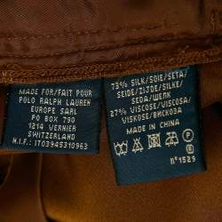 Pre Owned Ralph Lauren Desert Copper Brown Satin Pleated Serena Trousers L