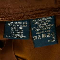 Pre Owned Ralph Lauren Desert Copper Brown Satin Pleated Serena Trousers L