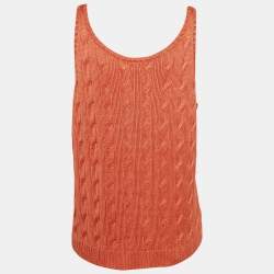 Pre Owned Ralph Lauren Orange Cable Knit Tank Top XL