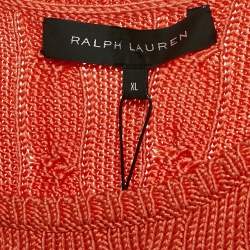 Pre Owned Ralph Lauren Orange Cable Knit Tank Top XL