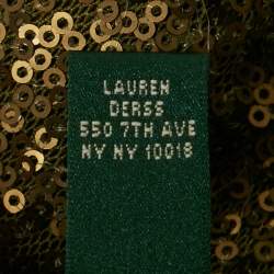 Ralph Lauren Evening Olive Green Sequin Mesh Maxi Dress XL