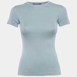 Pre Owned Ralph Lauren Powder Blue Silk Knit Top XS 