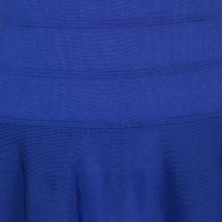 Pre Owned Ralph Lauren Sapphire Blue Short Sleeve Bandage Skater Dress L