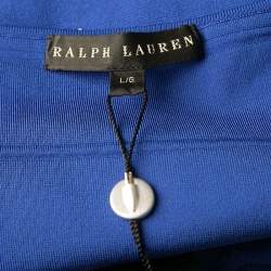 Pre Owned Ralph Lauren Sapphire Blue Short Sleeve Bandage Skater Dress L