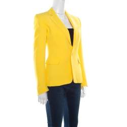 Pre Owned Ralph Lauren Collection Yellow Silk Crepe Keaton Jacket S