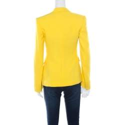 Pre Owned Ralph Lauren Collection Yellow Silk Crepe Keaton Jacket S