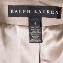 Pre Owned Ralph Lauren Beige Wool Herringbone Pattern Cynthia Blazer S