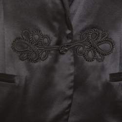 Pre Owned Ralph Lauren Black Satin Frog Button Detail Holiday Monika Blazer S