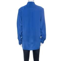 Pre Owned Ralph Lauren Ocean Blue Silk Button Front Safari Shirt M