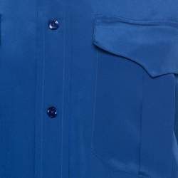 Pre Owned Ralph Lauren Ocean Blue Silk Button Front Safari Shirt M