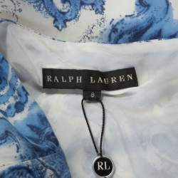 مملوكة مسبقًا Ralph Lauren White and Blue Paisley Print Silk Bria Maxi Skirt M