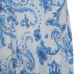 مملوكة مسبقًا Ralph Lauren White and Blue Paisley Print Silk Bria Maxi Skirt M