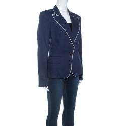 Pre Owned Ralph Lauren Navy Blue Linen Cynthia Jacket L