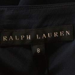 Pre Owned Ralph Lauren Midnight Blue Stretch Wool Ilario Shift Dress M